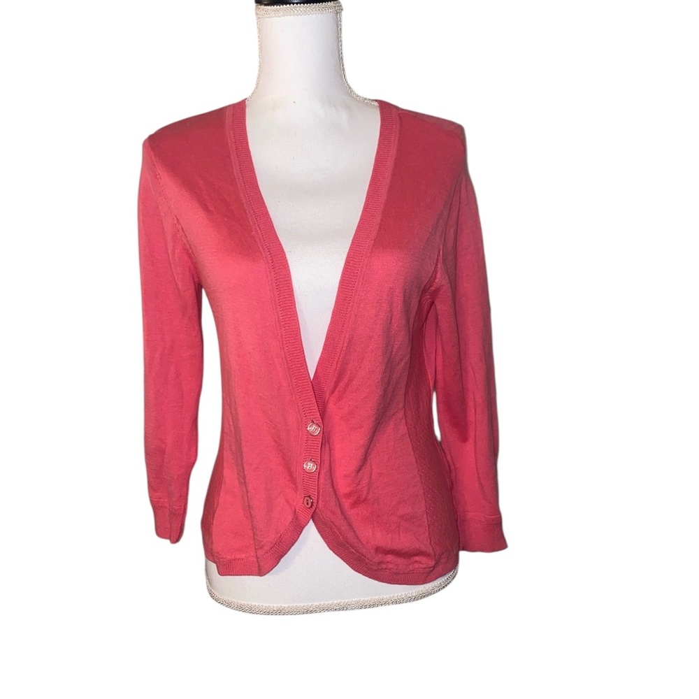Tribal Viscose Button Up Cardigan Knit Pink Sweater Women’s Medium